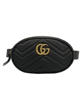 Gucci Waist Pouch GG Marmont Quilted Leather Belt Bag Black